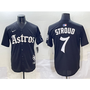 MLB Astros 7 Stroud New Black Nike Cool Base Men Jersey