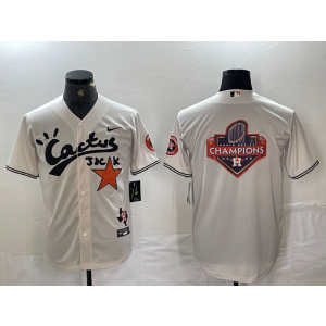 MLB Astros Blank Champion Cream Nike Cool Base Men Jersey
