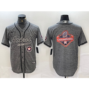 MLB Astros Blank Grey Champion Nike Cool Base Men Jersey