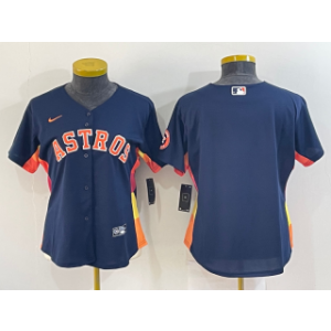 MLB Astros Blank Navy With Patch Nike Cool Women Jersey(Run Small)