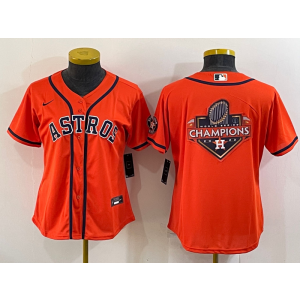 MLB Astros Blank Orange Champion Nike Cool Base Women Jersey