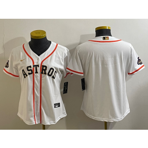 MLB Astros Blank White Gold 2023 World Serise Champions Women Jersey