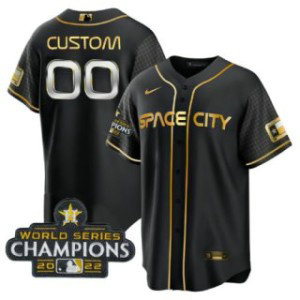 MLB Astros Customized Black Gold 2022 World Series Nike Cool Base Men Jersey