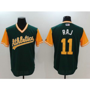 MLB Athletics 11 Rajai Davis Raj Majestic Green 2017 Players Weekend Men Jersey