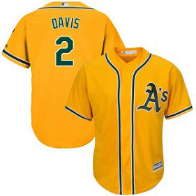 MLB Athletics 2 Khris Davis Cool Base Gold Men Jersey