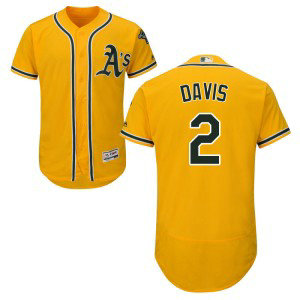 MLB Athletics 2 Khris Davis FlexBase Gold Men Jersey