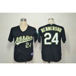 MLB Athletics 24 Rickey Henderson Black Cool Base Men Jersey