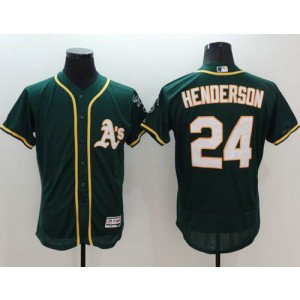 MLB Athletics 24 Rickey Henderson Green Flexbase Men Jersey