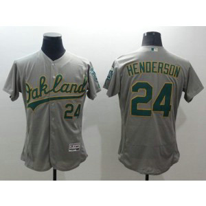 MLB Athletics 24 Rickey Henderson Grey Flexbase Men Jersey