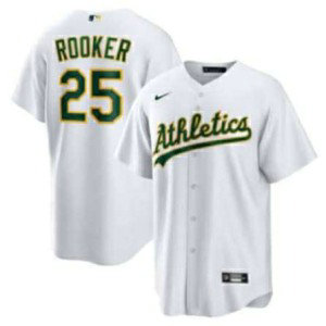 MLB Athletics 25 Rooker White Nike Cool Base Men Jersey