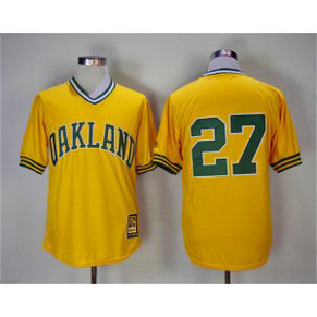 MLB Athletics 27 Catfish Hunter Yellow Turn Back The Clock Copperstown Collection Men Jersey MLB Athletics 27 Catfish Hunter Yellow Turn Back The Clock Copperstown Collection Men Jersey