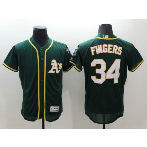 MLB Athletics 34 Rollie Fingers Green Flexbase Men Jersey