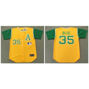 MLB Athletics 35 Vida Blue Yellow 1969's Throwback Men Jersey
