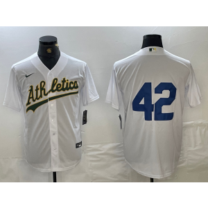 MLB Athletics 42 White Nike Cool Base Men Jersey MLB Athletics 42 White Nike Cool Base Men Jersey