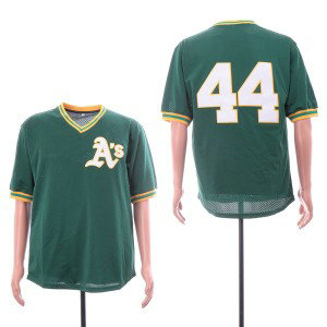 MLB Athletics 44 Reggie Jackson Green Mesh Throwback Men Jersey