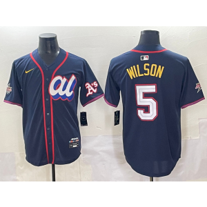 MLB Athletics 5 Wilson Navy American League 2025 All Star Nike Cool Base Men Jersey