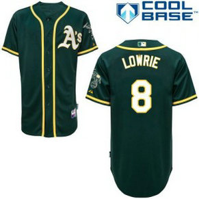 MLB Athletics 8 Jed Lowrie Green Cool Base Men Jersey