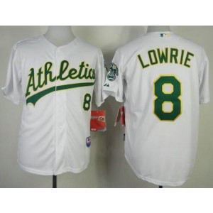 MLB Athletics 8 Jed Lowrie White Cool Base Men Jersey