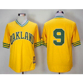 MLB Athletics 9 Reggie Jackson Yellow 1981 Mitchell & Ness Throwback Men Jersey