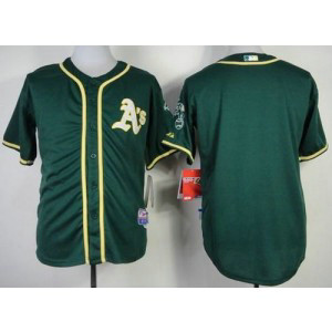 MLB Athletics Blank Green Cool Base Men Jersey