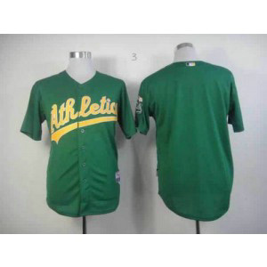 MLB Athletics Blank Green Cool Base Men Jerseys