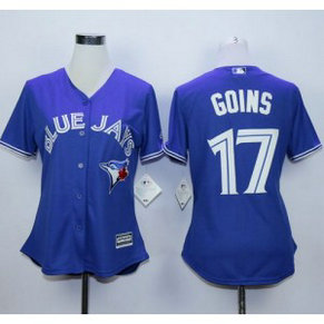 MLB Blue Jays 17 Ryan Goins Blue Alternate Women Jersey
