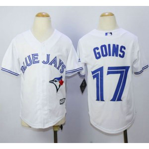 MLB Blue Jays 17 Ryan Goins White Cool Base Youth Jersey