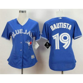 MLB Blue Jays 19 Jose Bautista Blue Fashion Women Jersey