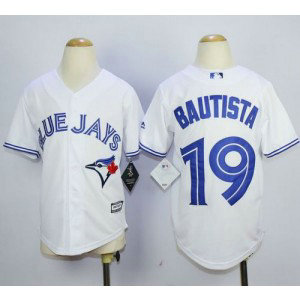 MLB Blue Jays 19 Jose Bautista White New Cool Base Youth Jersey