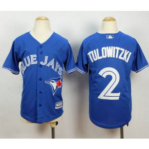 MLB Blue Jays 2 Troy Tulowitzki Blue Cool Base Youth Jersey