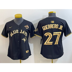 MLB Blue Jays 27 Vladimir Guerrero Jr. Black Gold 2025 World Series Champion Nike Cool Base Youth Jersey
