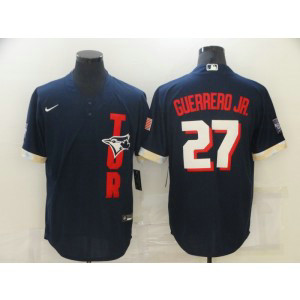 MLB Blue Jays 27 Vladimir Guerrero Jr. Navy 2021 All-Star Cool Base Men Jersey