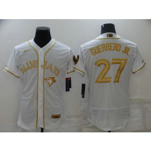 MLB Blue Jays 27 Vladimir Guerrero Jr. White Gold Flexbase Men Jersey