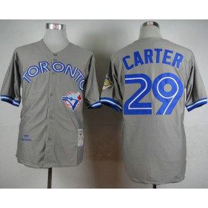 MLB Blue Jays 29 Joe Carter Grey 1992 Mitchell and Ness Throwback Men Jersey MLB Blue Jays 29 Joe Carter Grey 1992 Mitchell and Ness Throwback Men Jersey