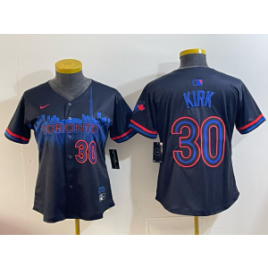 MLB Blue Jays 30 Kirk Black City Nike Cool Base Women Jersey