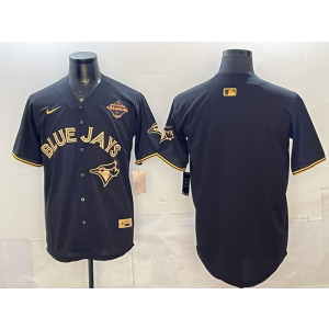MLB Blue Jays Blank Black Gold 2025 World Series Champion Nike Cool Base Men Jersey