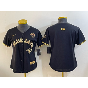 MLB Blue Jays Blank Black Gold 2025 World Series Champion Nike Cool Base Women Jersey