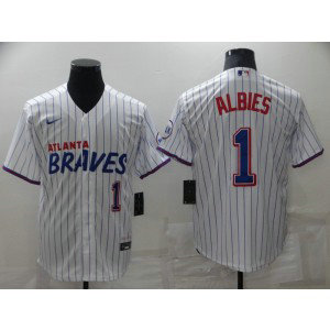 MLB Braves 1 ALBIES White 2021 City Connect Nike Cool Base Men Jersey