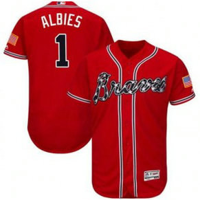 MLB Braves 1 Ozzie Albies Red Flexbase Men Jersey