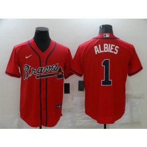 MLB Braves 1 Ozzie Albies Red Nike Cool Base Men Jersey MLB Braves 1 Ozzie Albies Red Nike Cool Base Men Jersey