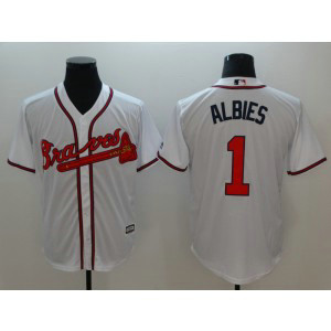 MLB Braves 1 Ozzie Albies White Cool Base Men Jersey