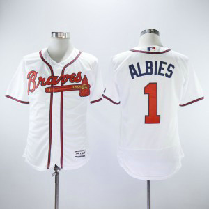 MLB Braves 1 Ozzie Albies White Flexbase Men Jersey