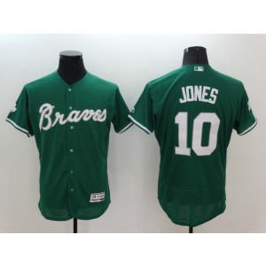 MLB Braves 10 Chipper Jones Green Celtic Flexbase Men Jersey