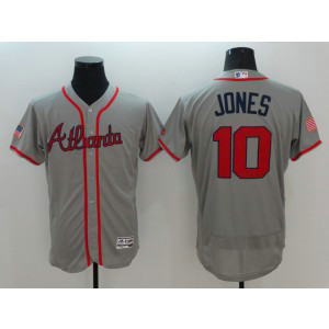 MLB Braves 10 Chipper Jones Grey Fashion Stars and Stripes Flexbase Men Jersey MLB Braves 10 Chipper Jones Grey Fashion Stars and Stripes Flexbase Men Jersey