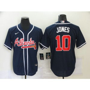 MLB Braves 10 Chipper Jones Navy Nike Cool Base Men Jersey