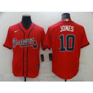 MLB Braves 10 Chipper Jones Red Nike Cool Base Men Jersey