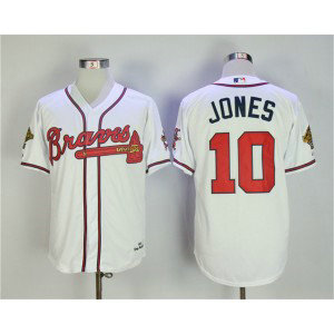 MLB Braves 10 Chipper Jones White 1995 Throwback Men Jersey