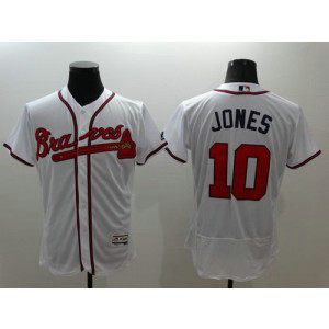 MLB Braves 10 Chipper Jones White Flexbase Men Jersey