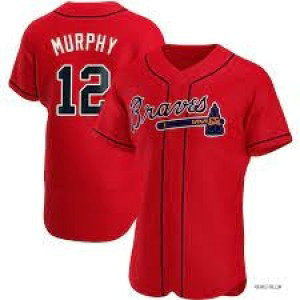 MLB Braves 12 Sean Murphy Red Nike Flexbase Men Jersey