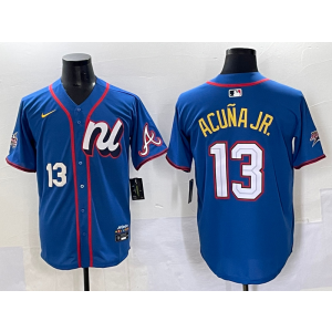 MLB Braves 13 Ronald Acuna Jr. Blue National League 2025 All Star Nike Cool Base Men Jersey